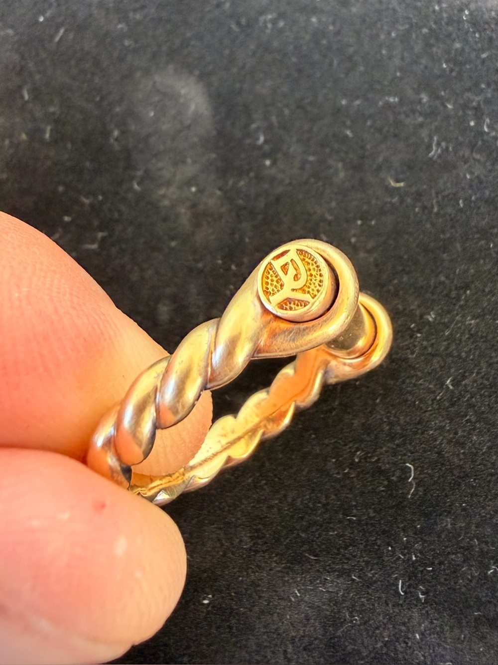 David Yurman Barrel Maritime Ring 18k Yellow Gold Cable Bar 13.8g